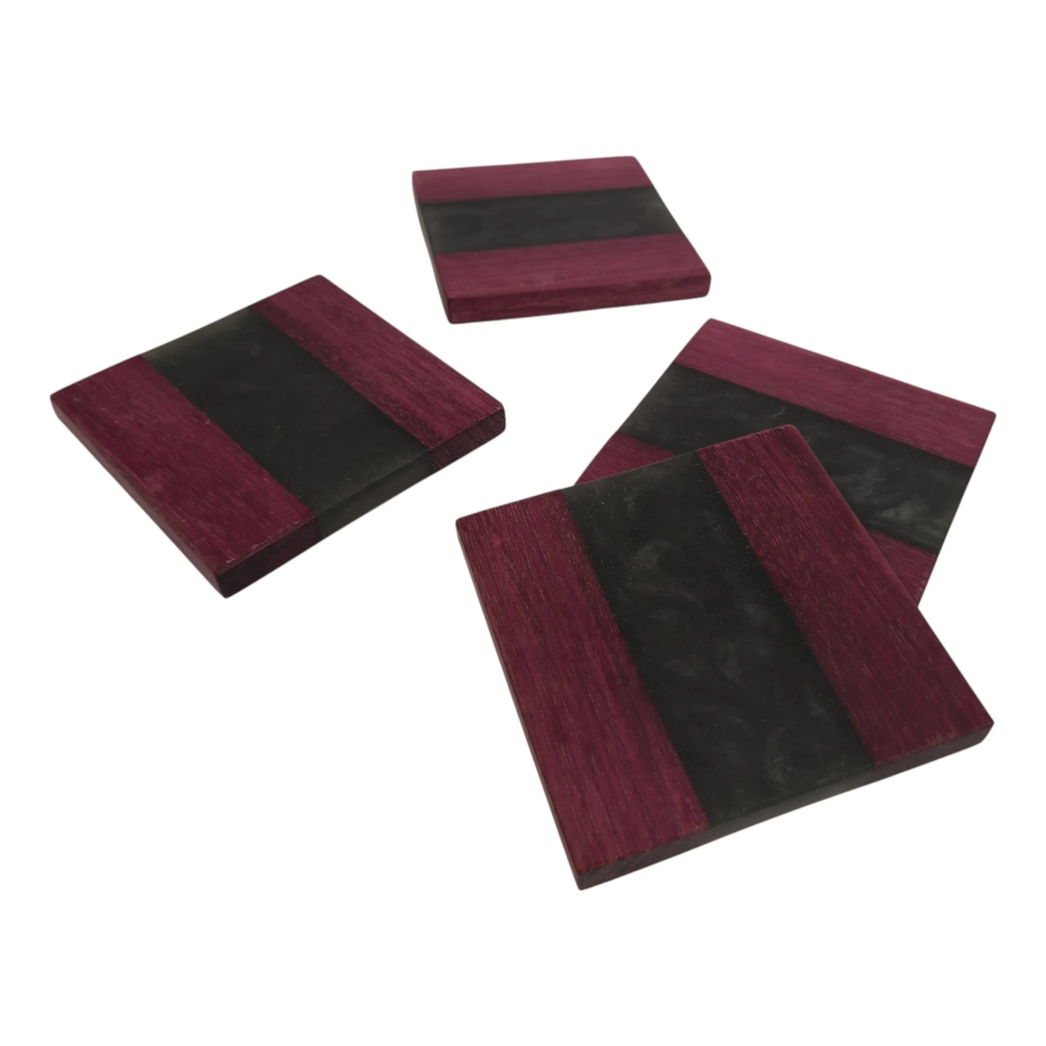 Epoxy Accented Purple Heart Coasters