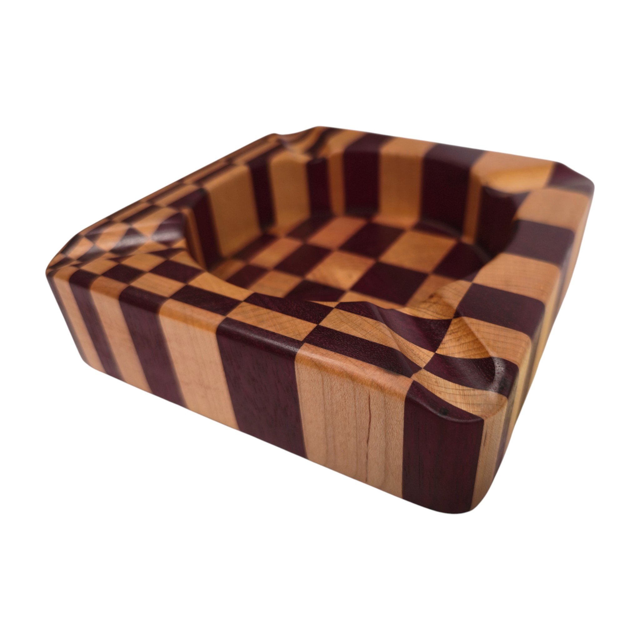 Handcrafted 3D Pattern Wood Cigar Ashtray