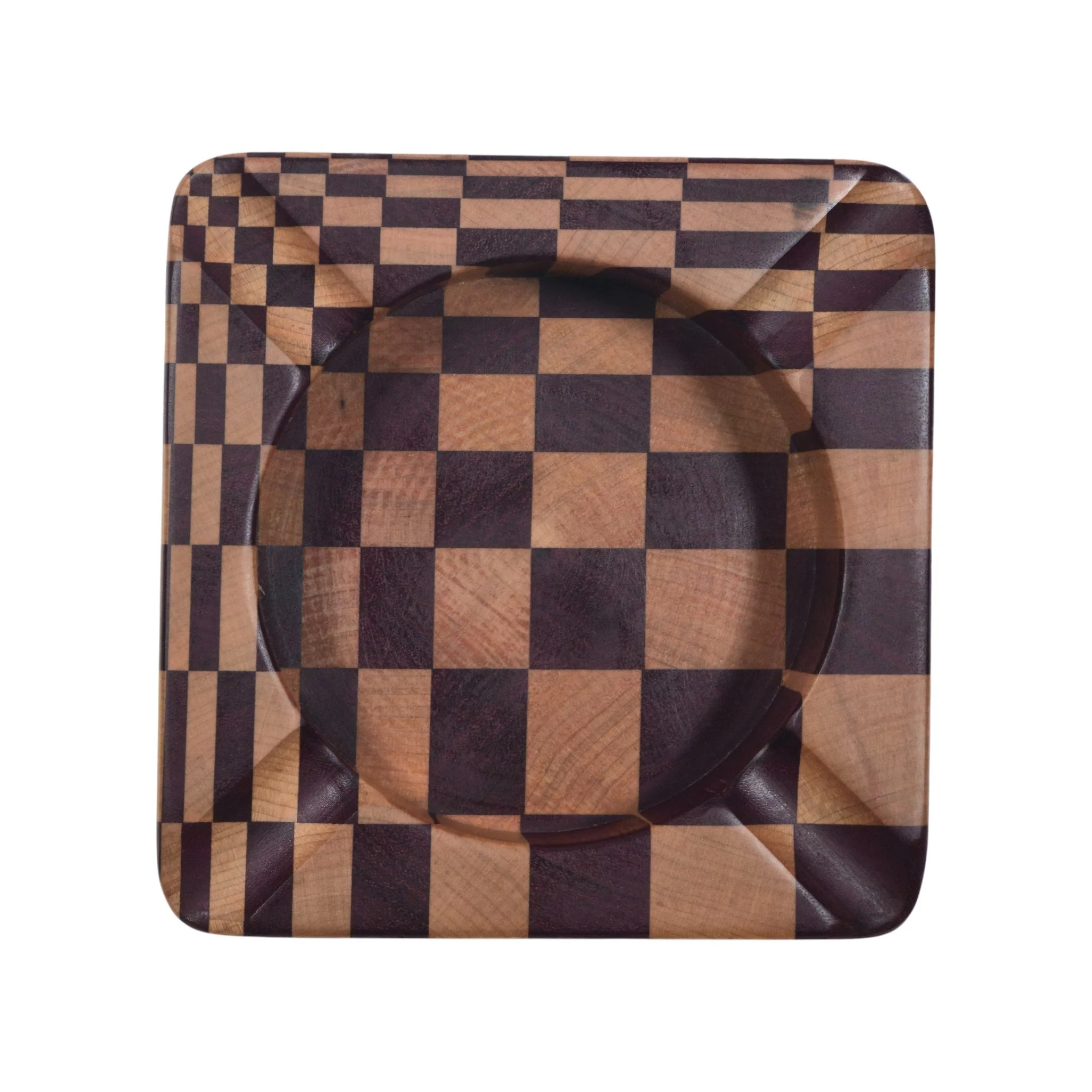 Handcrafted 3D Pattern Wood Cigar Ashtray