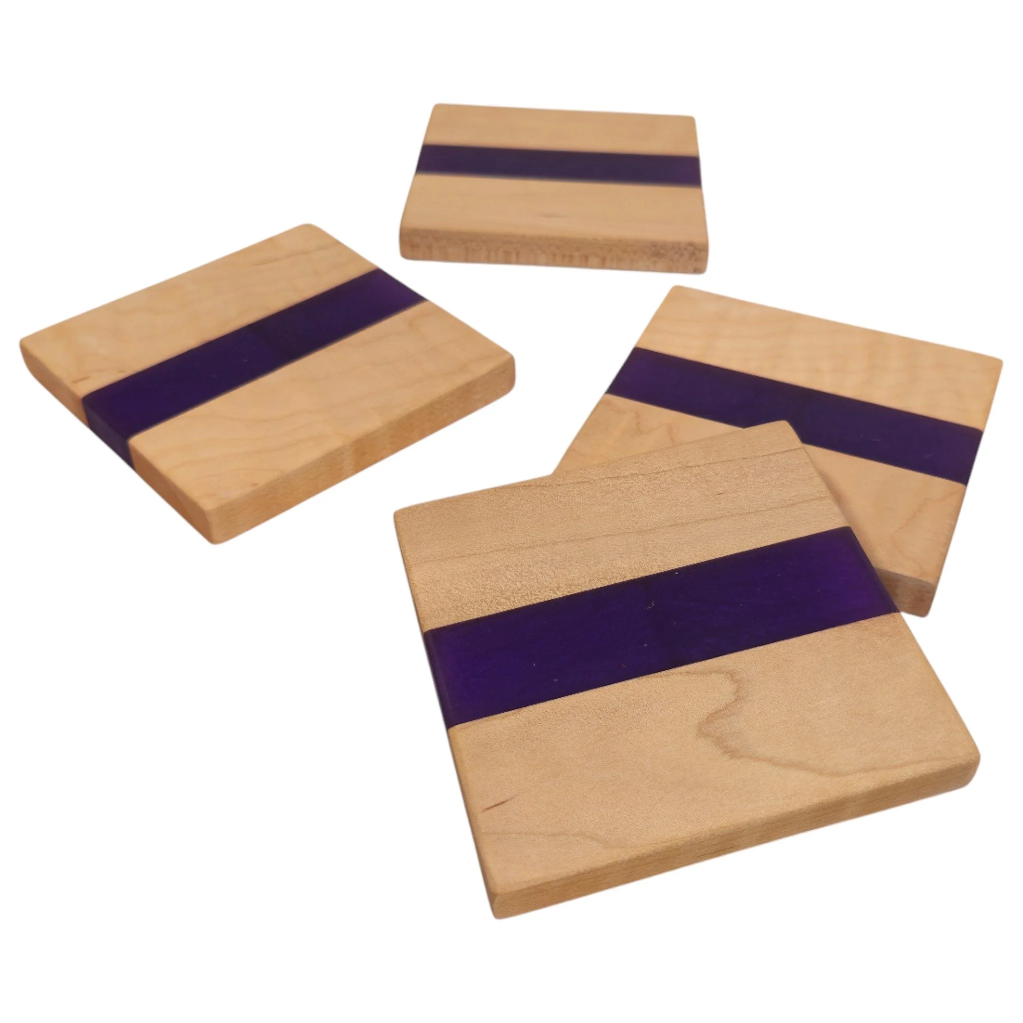 Epoxy Accented Curly Hard Maple Coasters
