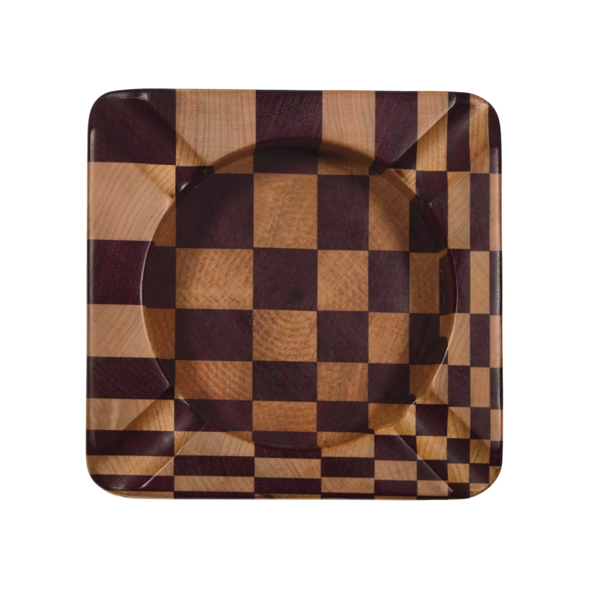 Handcrafted 3D Pattern Wood Cigar Ashtray