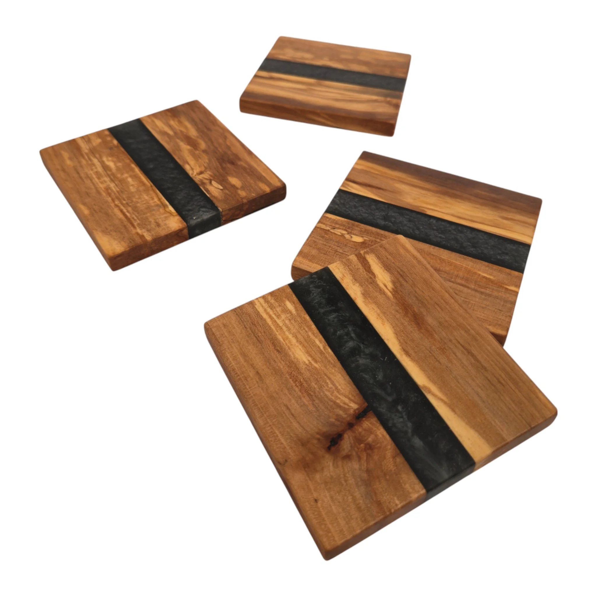 Epoxy Accented Pecan Coasters