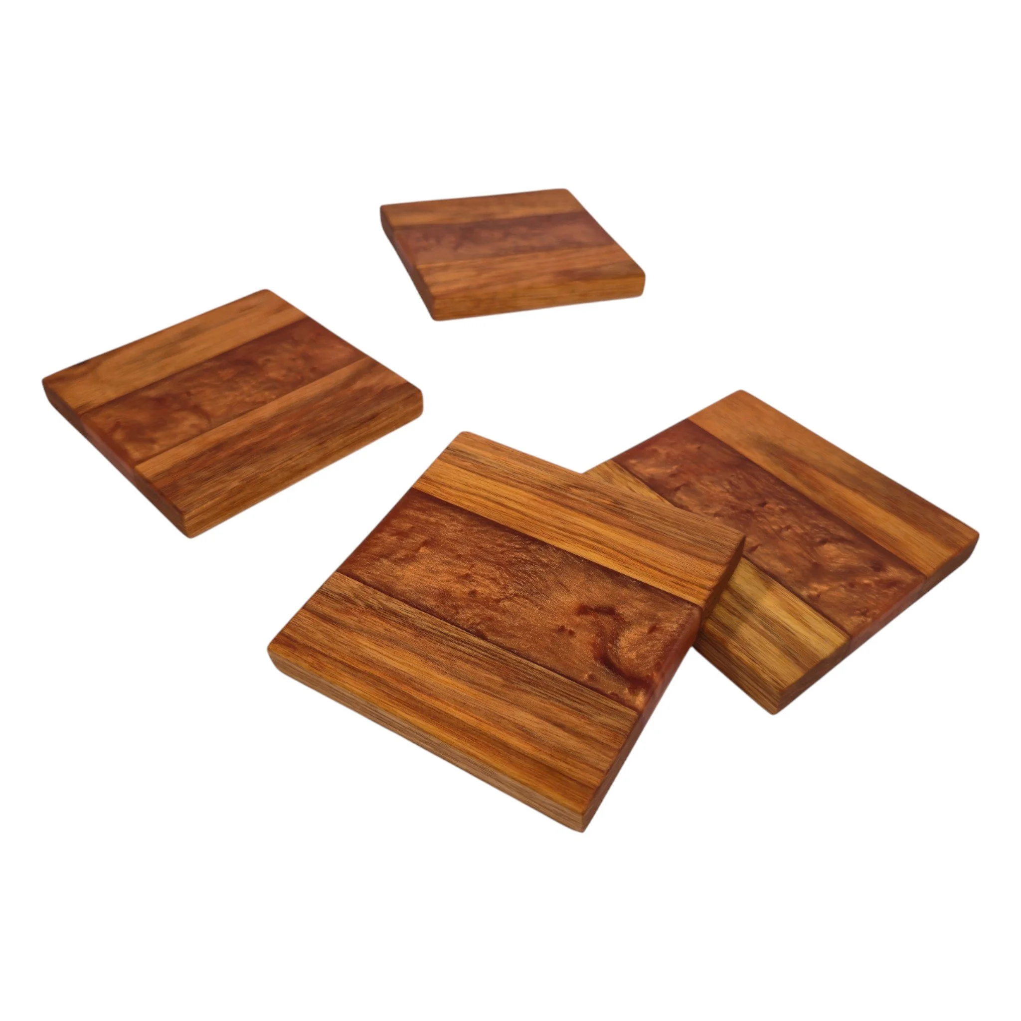 Epoxy Accented Canary Wood Coasters