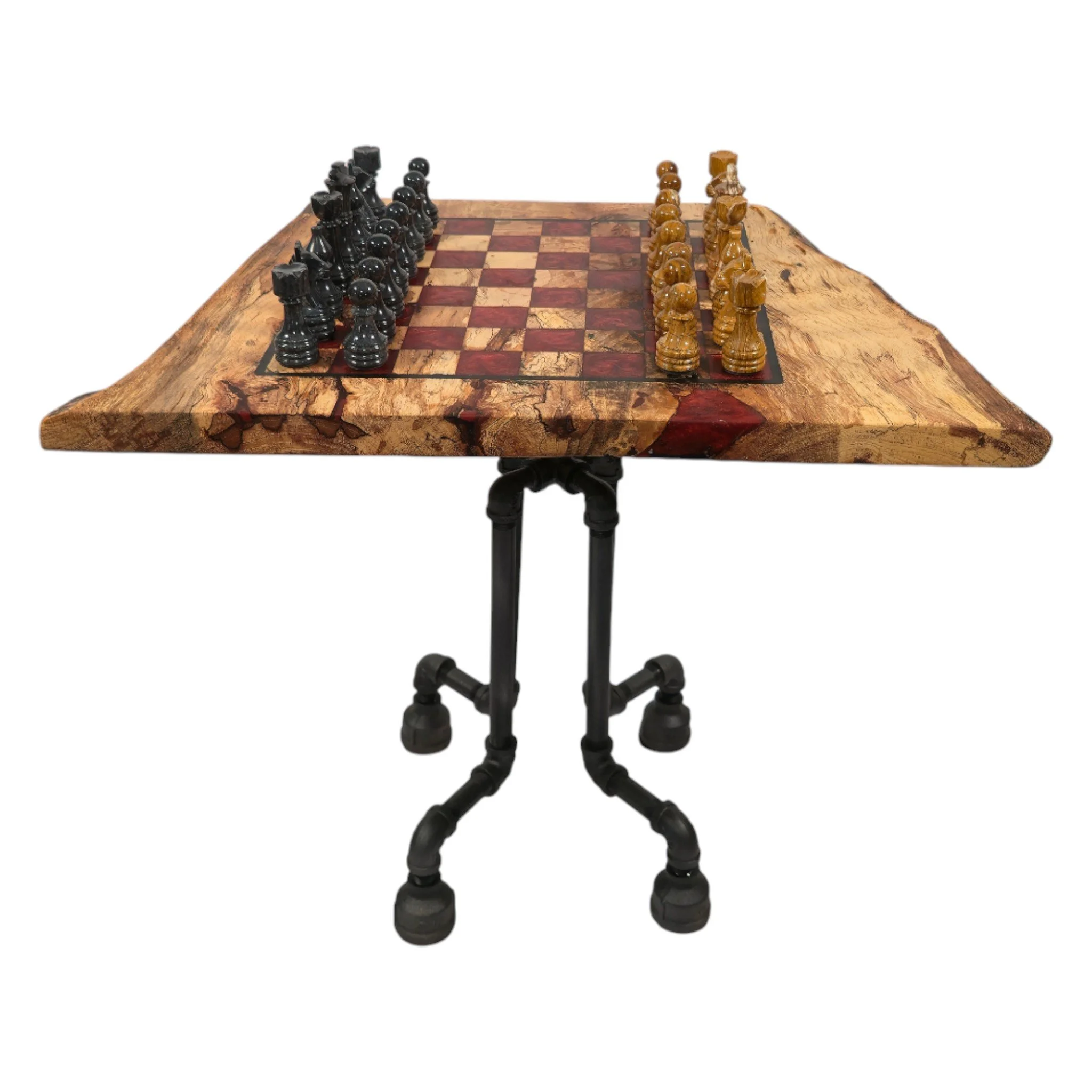 Industrial-Style Pipe Leg Chessboard Stand