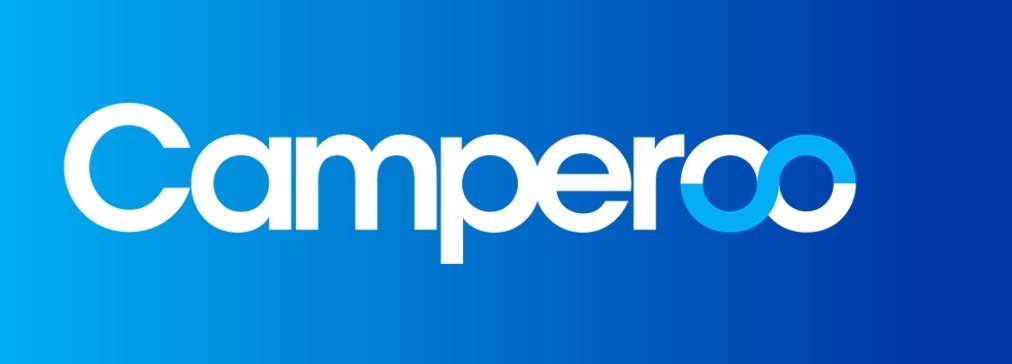 Campero logo on a blue background.
