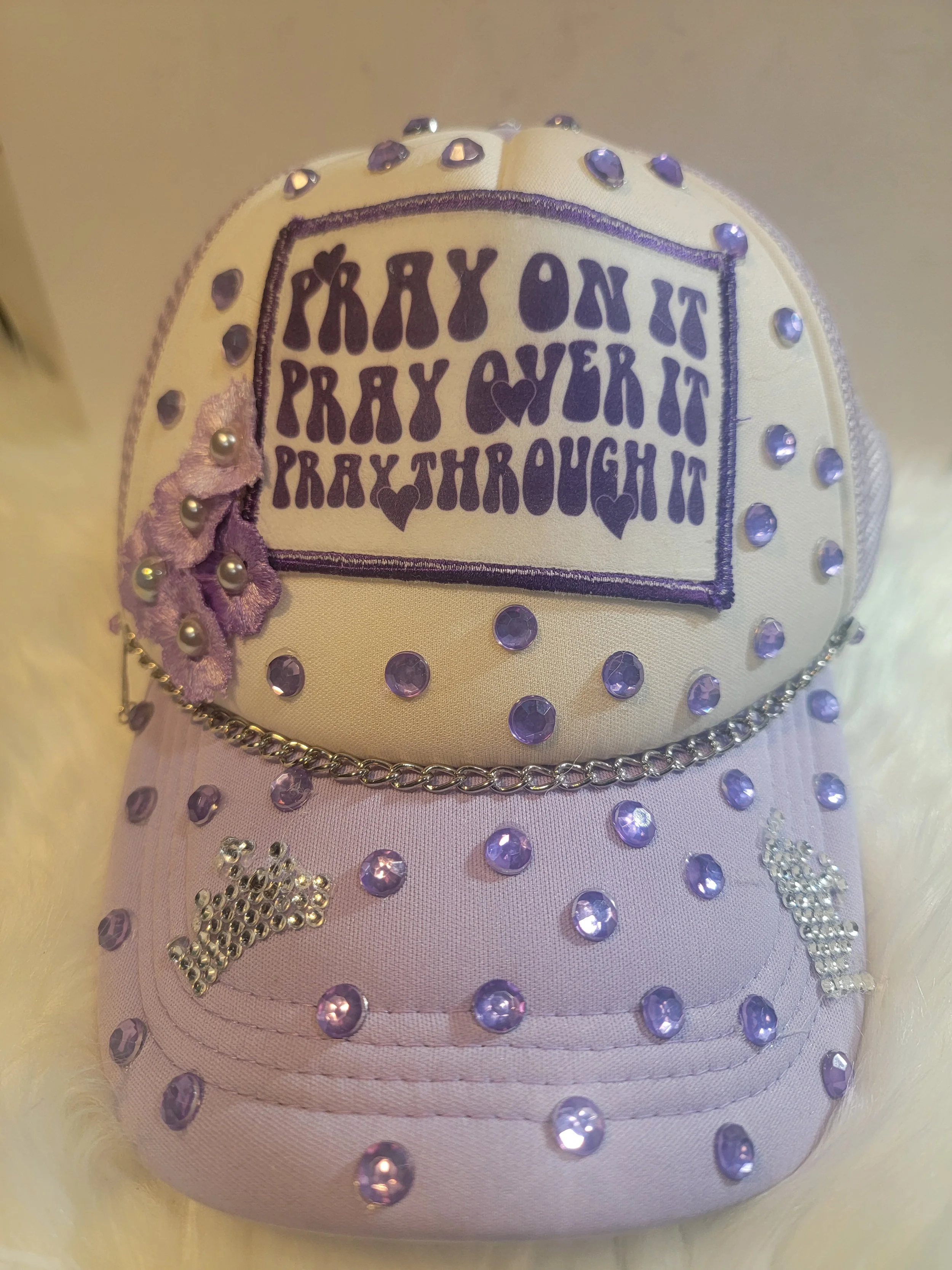 bling Hat "Pray over it" Purple hat