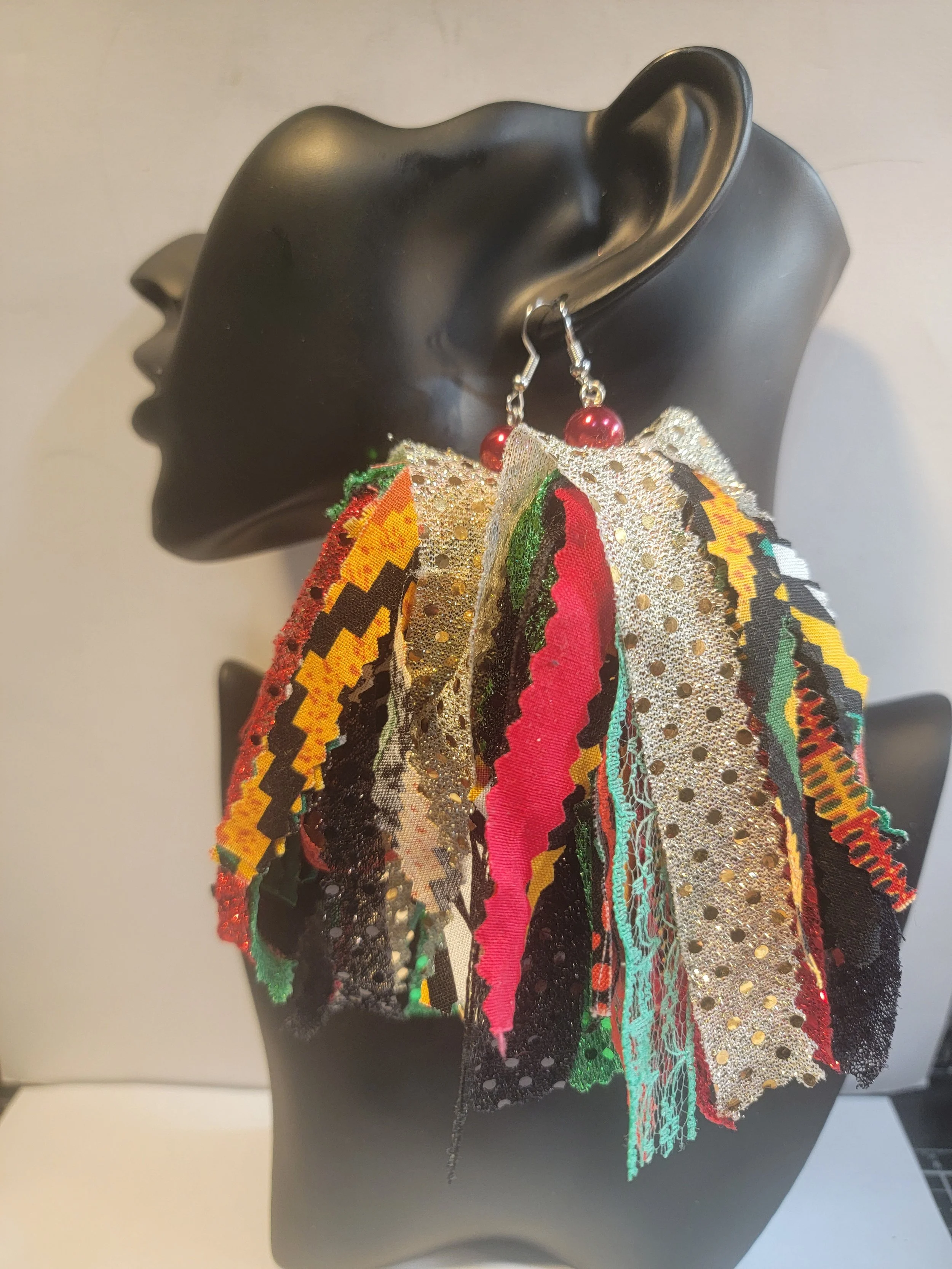 Black history fabric tassel earring