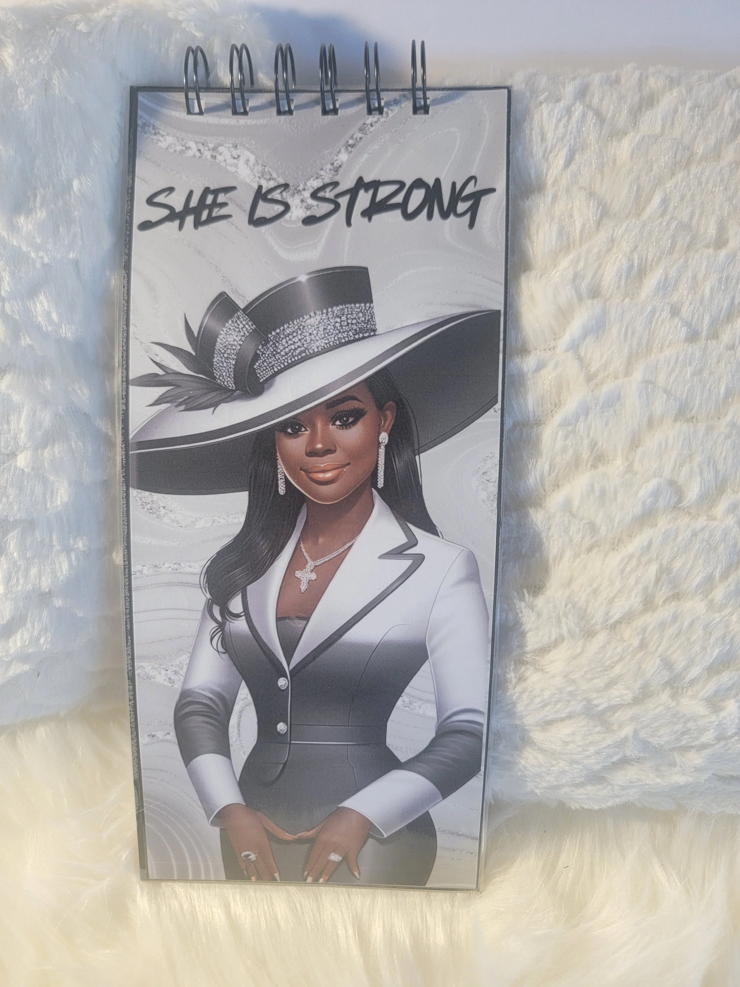 Black and Grey Notepad "She is Strong"
