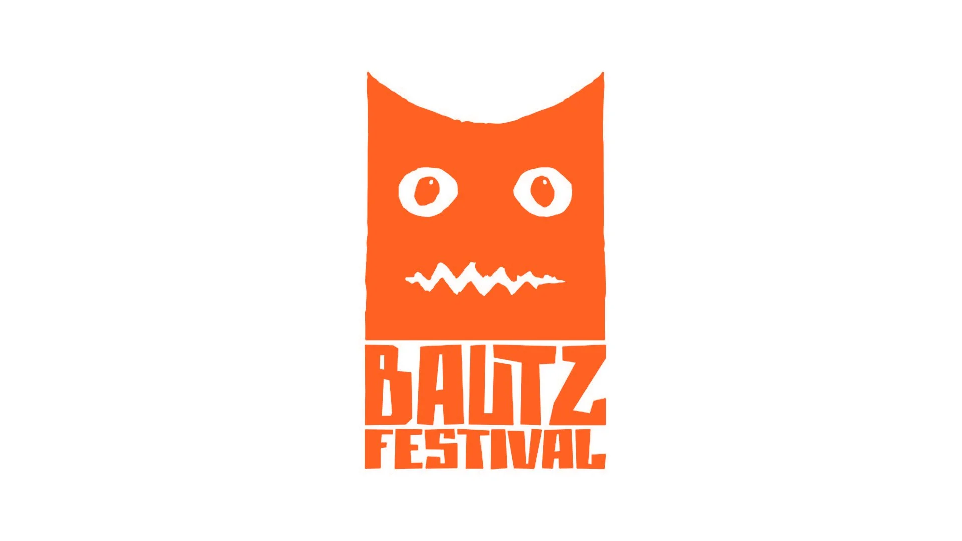 Ein oranges Logo mit stilisiertem Dämonengesicht und den Worten "Bautz Festival" darunter.