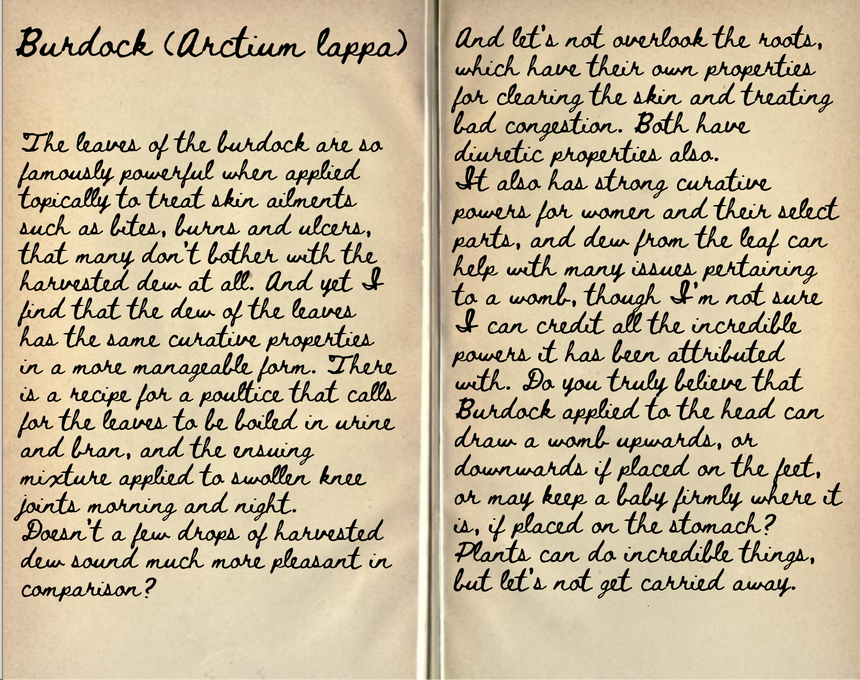 Black Amber Pieter Jarble Journal Entry Burdock