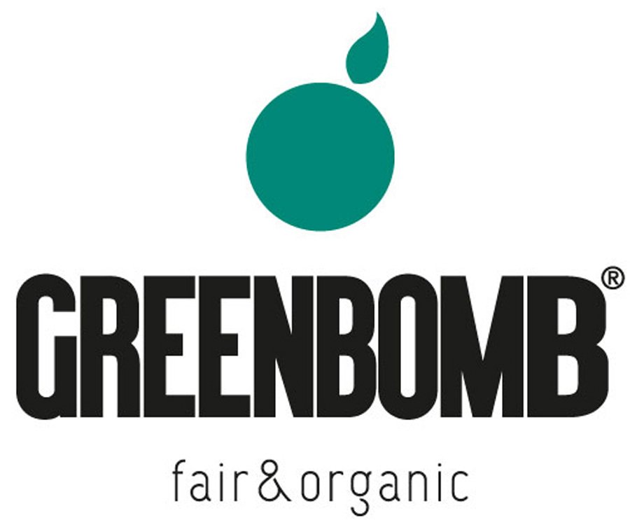 Logo von Greenbomb mit einem grünen Obstsymbol und dem Text 'fair & organic'.