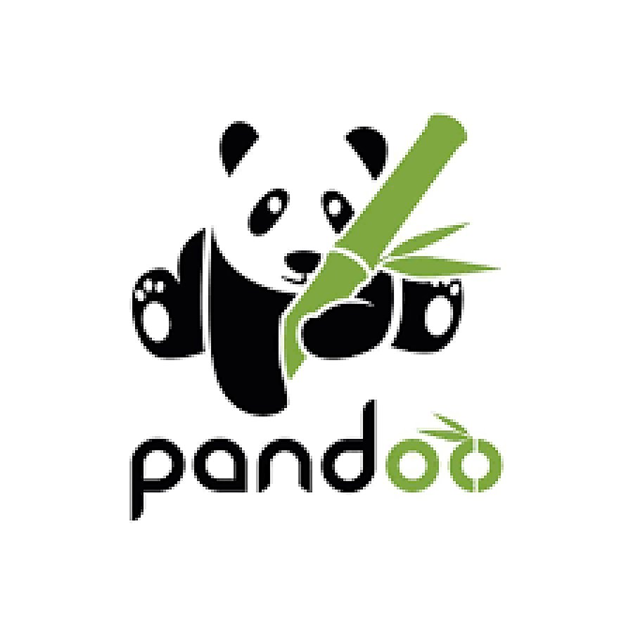 Ein panda hält Bambus und fährt auf einem grünen Fahrrad, darunter das Wort 'panda'.