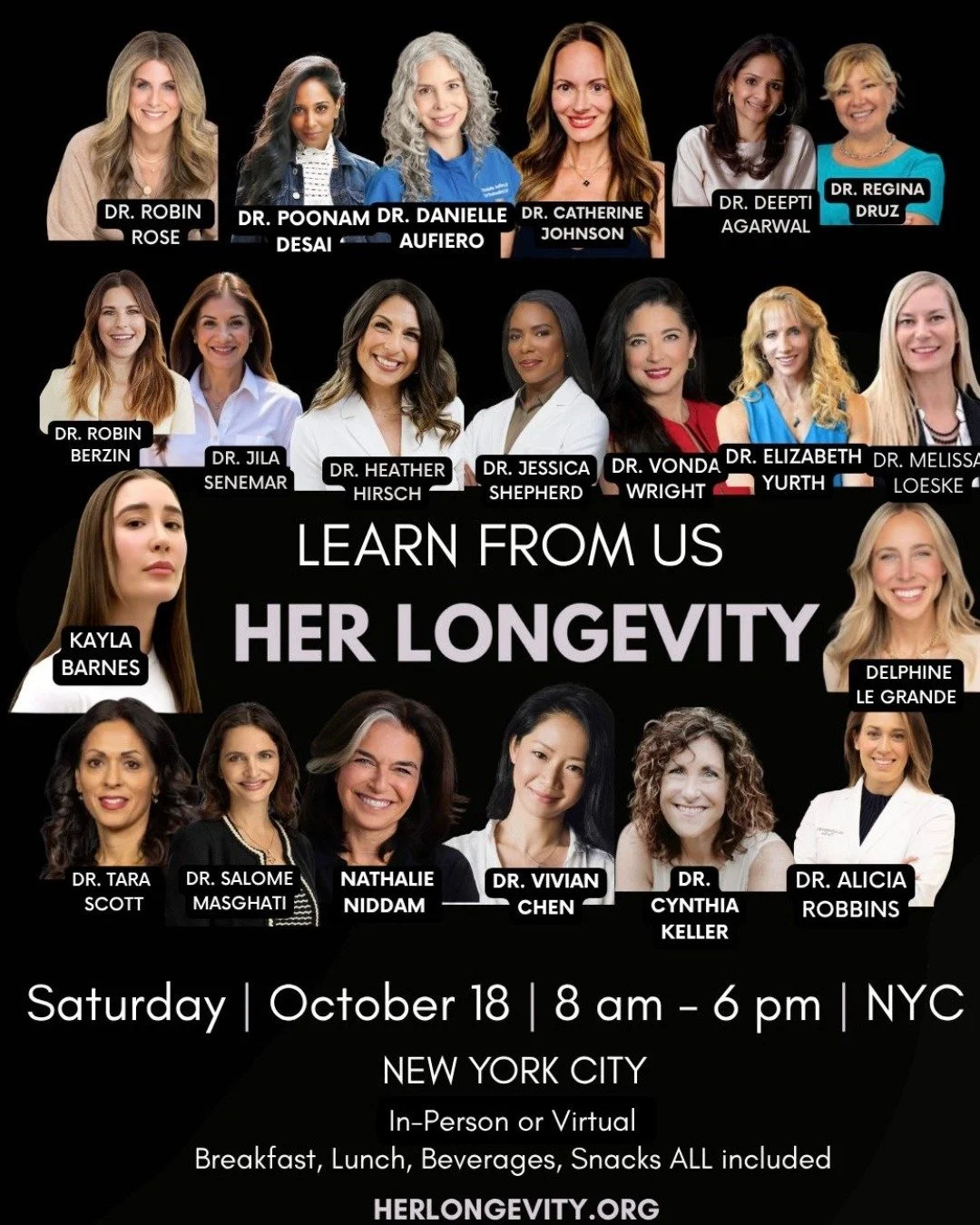 Exciting news! ✨
Dr. Aufiero will be speaking at Her Longevity &mdash; the first physician-led women&rsquo;s longevity summit bringing together trailblazing female leaders in medicine.
A powerful gathering focused on science, community, and helping w