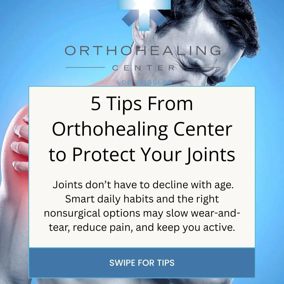 💫 5 tips from the doctors at @orthohealingcenterla to protect your joints. Prevention is key, don't live with pain, check out these important tips to help you keep moving and enjoying life!