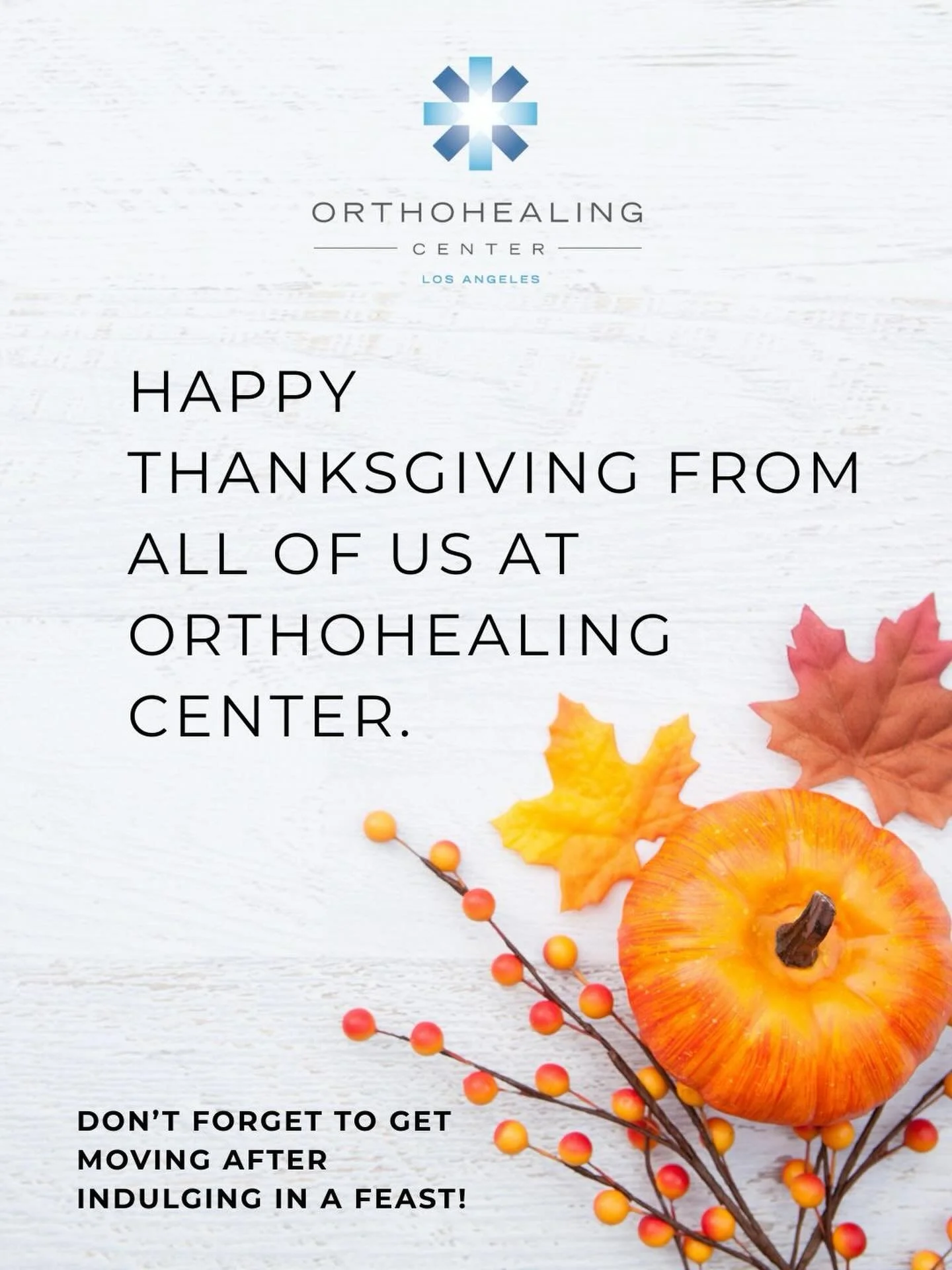 Happy Thanksgiving from all of us at The Orthohealing Center! 🧡🦃

And remember- even a short walk can help your joints, digestion, and overall recovery after a big holiday meal.

Enjoy every moment, then give your body the reset it deserves.
Move a