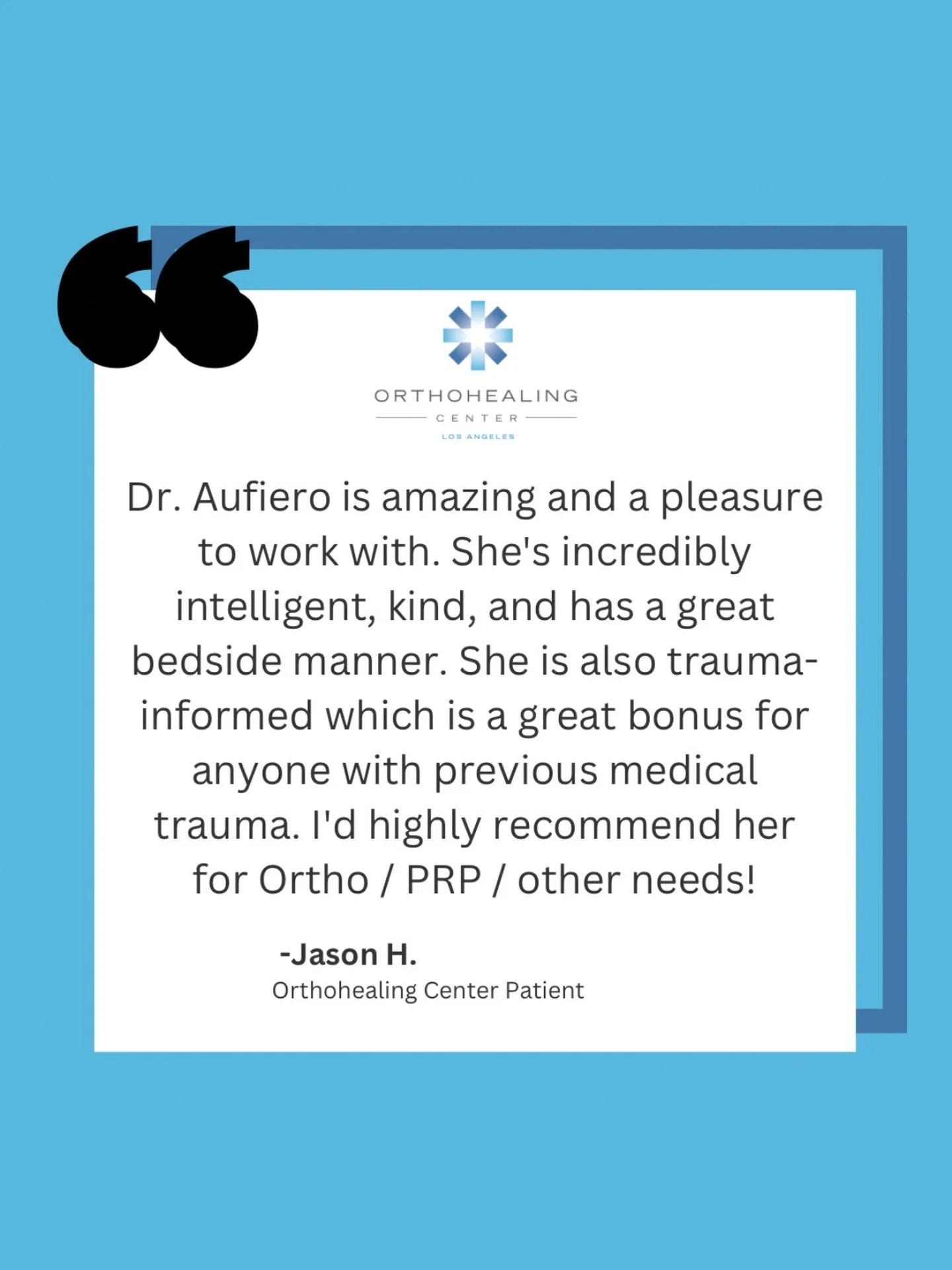 Reviews like this remind us why we do what we do.

Dr. Aufiero&rsquo;s blend of intelligence, kindness, and trauma-informed orthopedic care helps patients feel safe and supported every step of the way.

👉 Ready to begin your healing journey?
📲 Cont