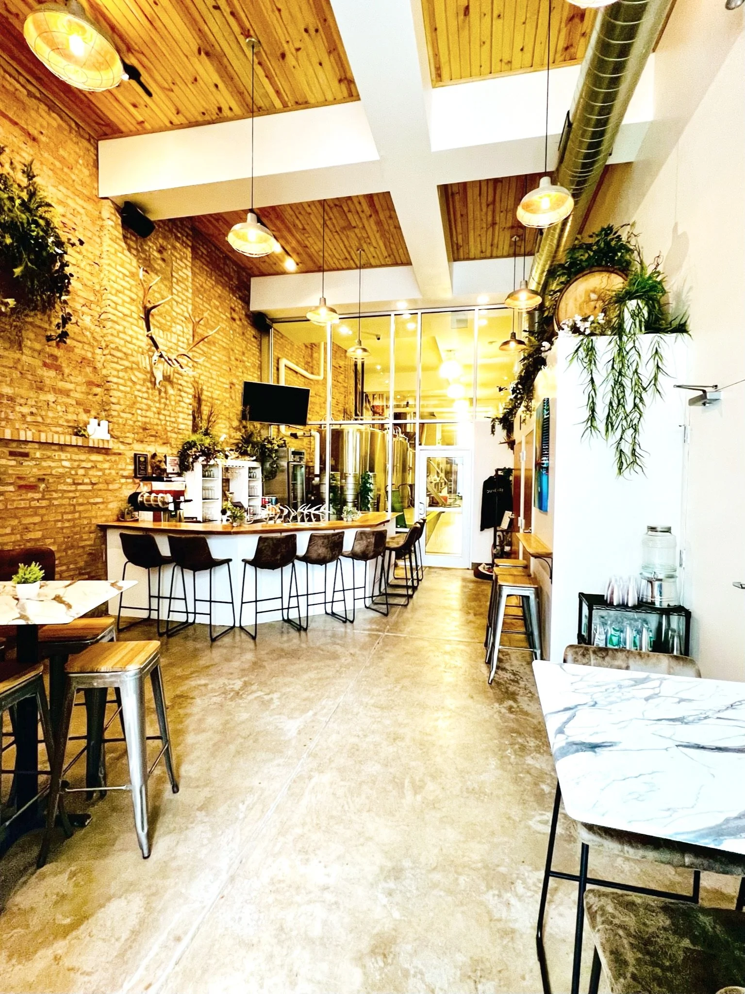 Interior of a winery and brewery tasting room