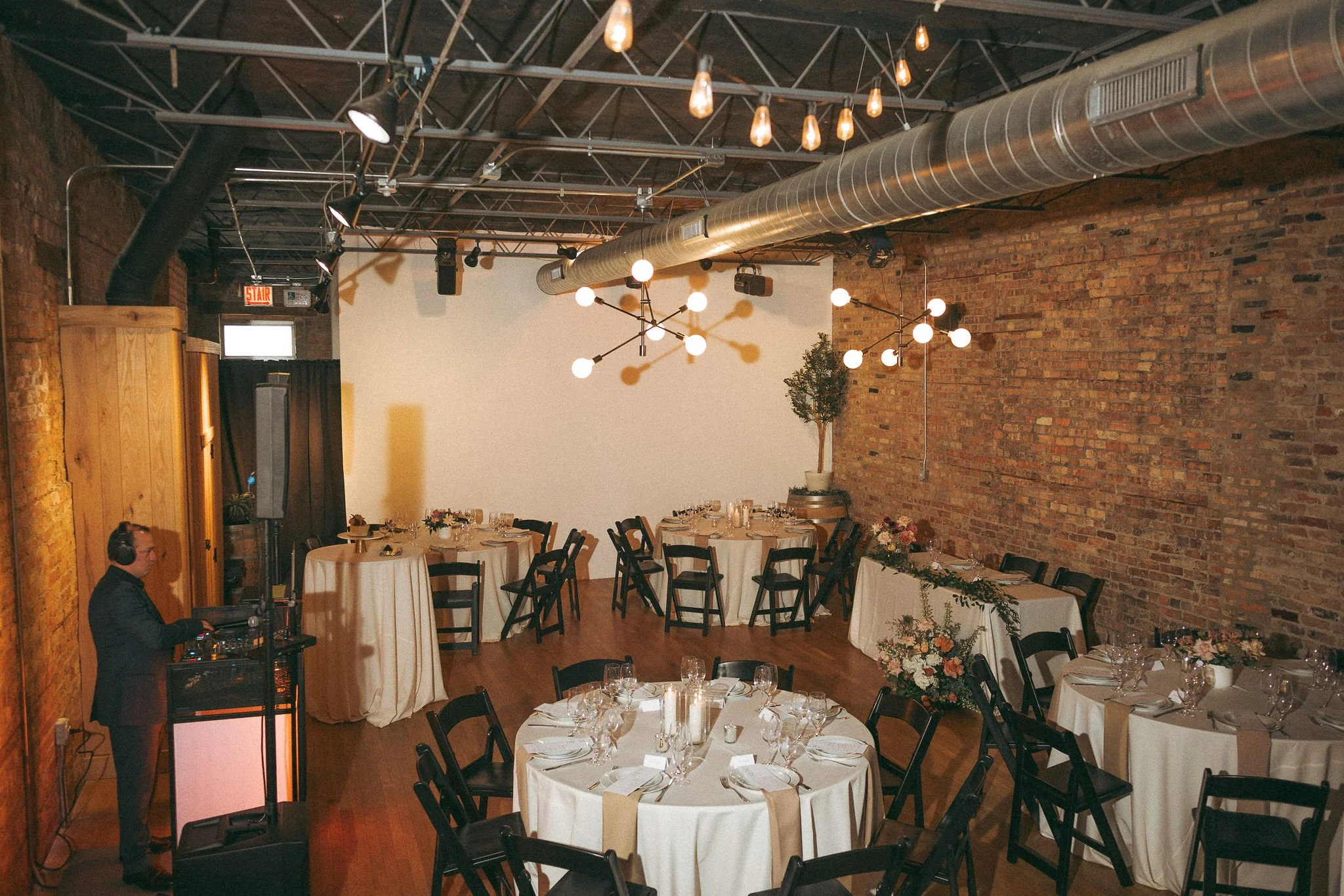 loft set for a reception at Tethered Events in South Loop Chicago