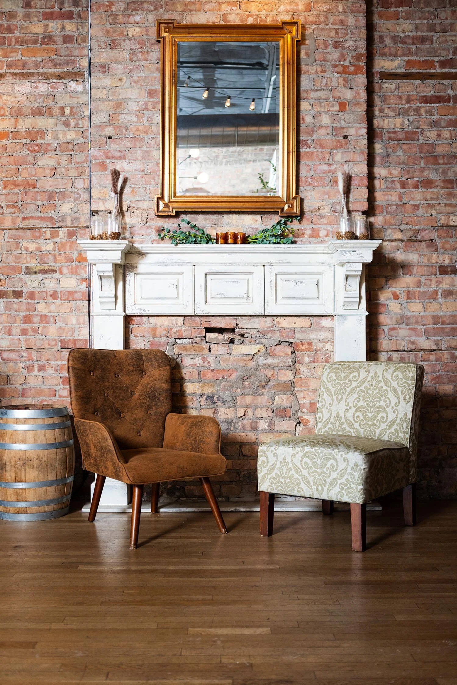 Third Floor Loft faux fireplace at Tethered Events in South Loop