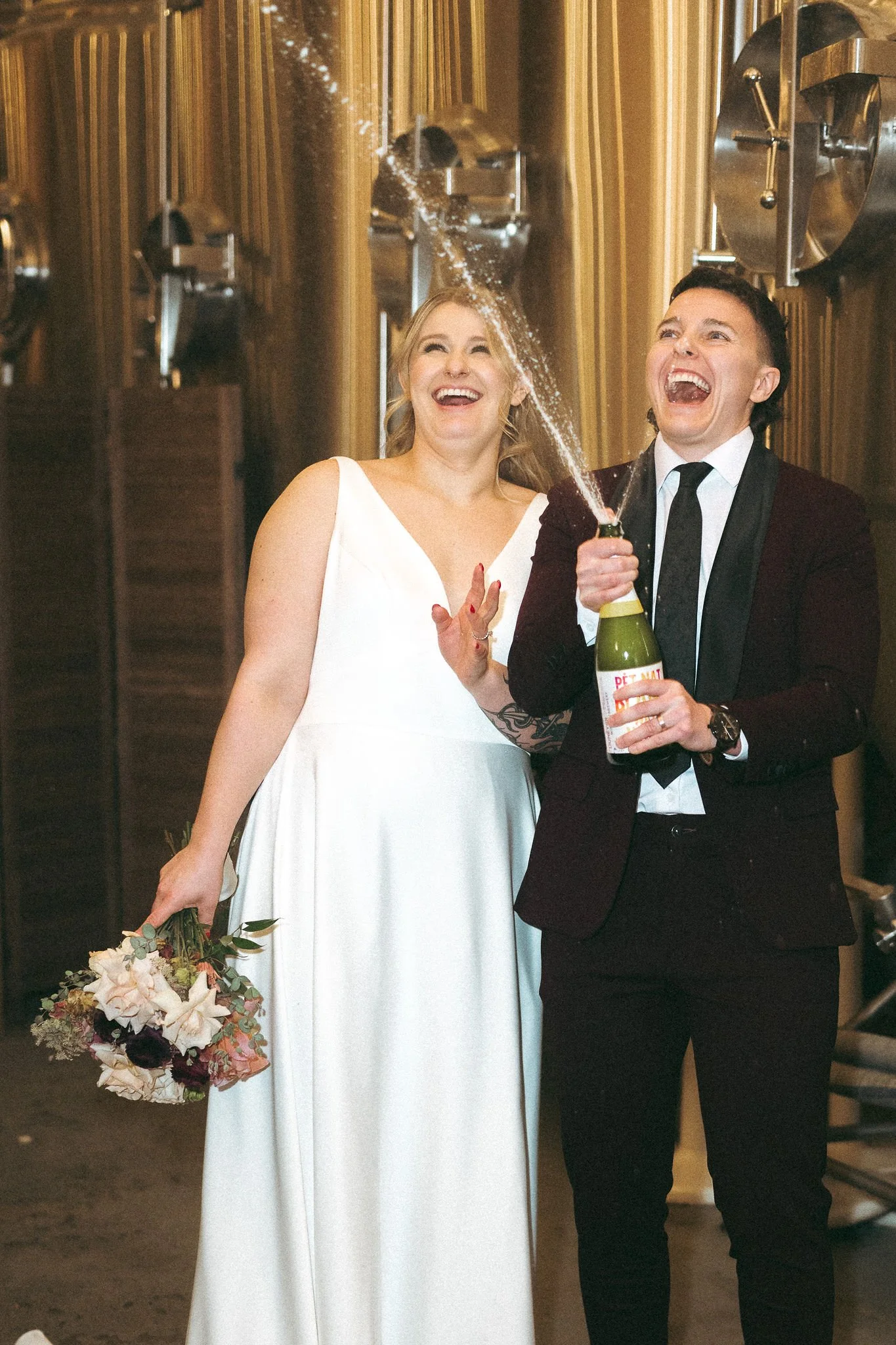 Couple elopes in the brewery at Tethered Events in Chicago