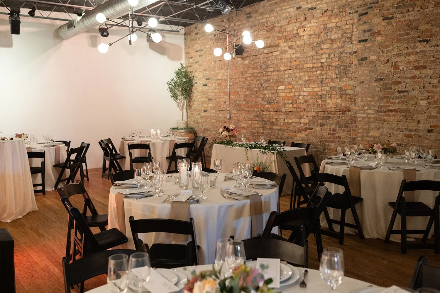 The Loft set for a micro wedding reception at Tethered Events in Chicago