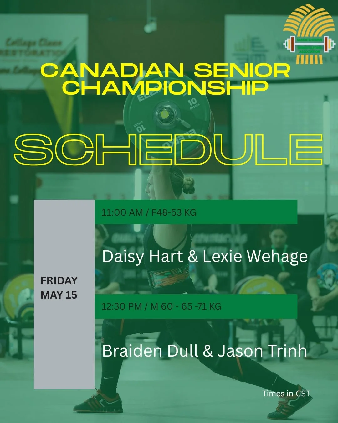 This weekend 8 Team Saskatchewan athletes will take part in the Canadian Senior Championships in LaPrarie, Quebec against the top lifters in the nation 🍁🏋.

Thank you to our amazing staff of coaches and technical officials.  This wouldn't be possib