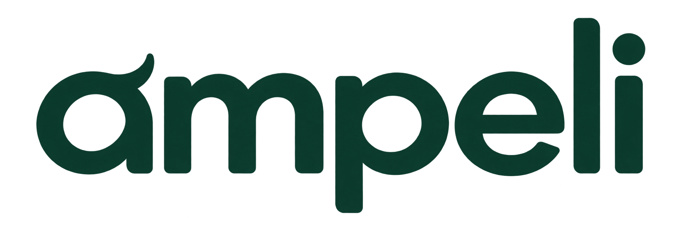 The word ampeli written in bold, three-dimensional, dark green letters.