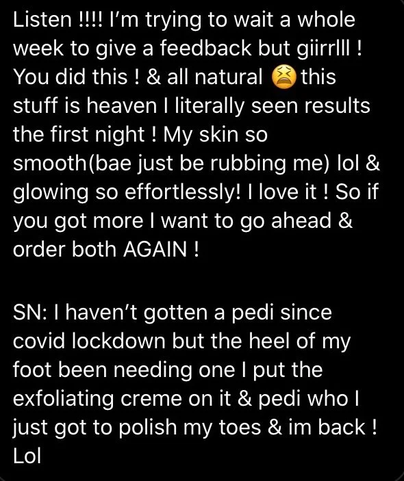 Social media post about skincare and pedicure, expressing satisfaction with skin smoothness and foot care after struggling with a heel issue since COVID-19 lockdown.