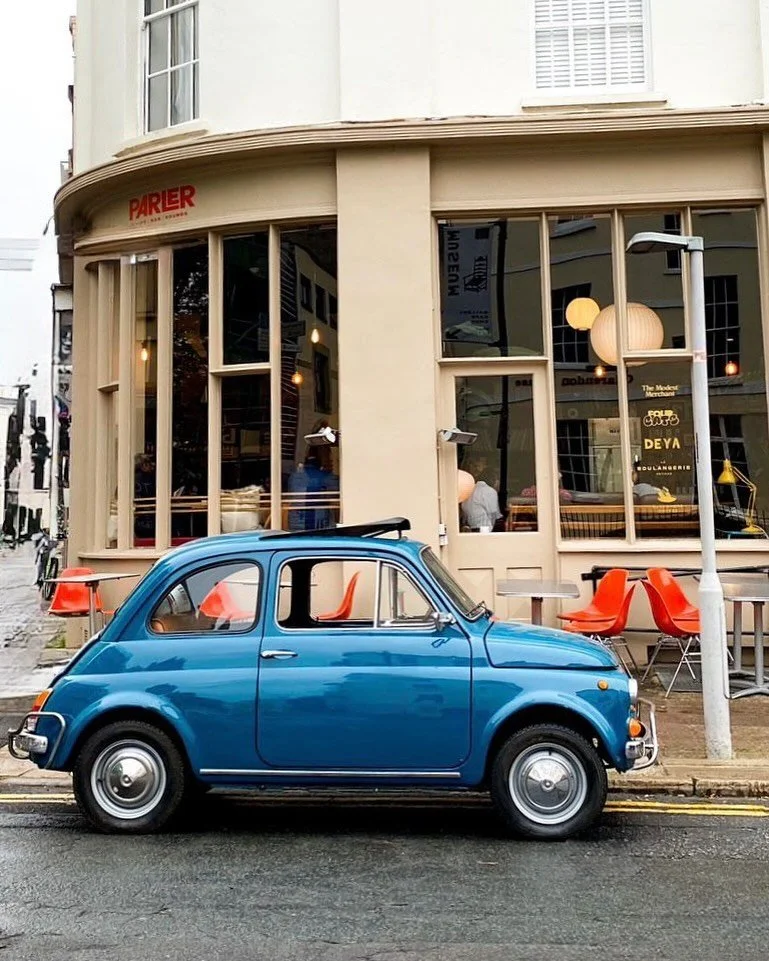 A timelessly cool &amp; beautiful vintage Fiat 500, elegantly parked outside our venue this morning. 

This cheerful design icon of Italian ingenuity might be a mechanical &ldquo;bambino&rdquo; on wheels but it has a heart of gold, one that embodied 