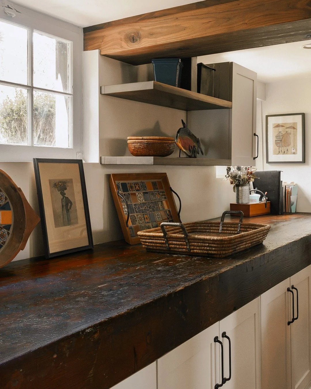 Sometimes the best materials are the original ones. We held onto this magnificent, 100 year old butcher block work surface and put in the extra effort, to showcase this cherished antique treasure.

Interior Architecture &amp; Design: @hyrelmathiasint