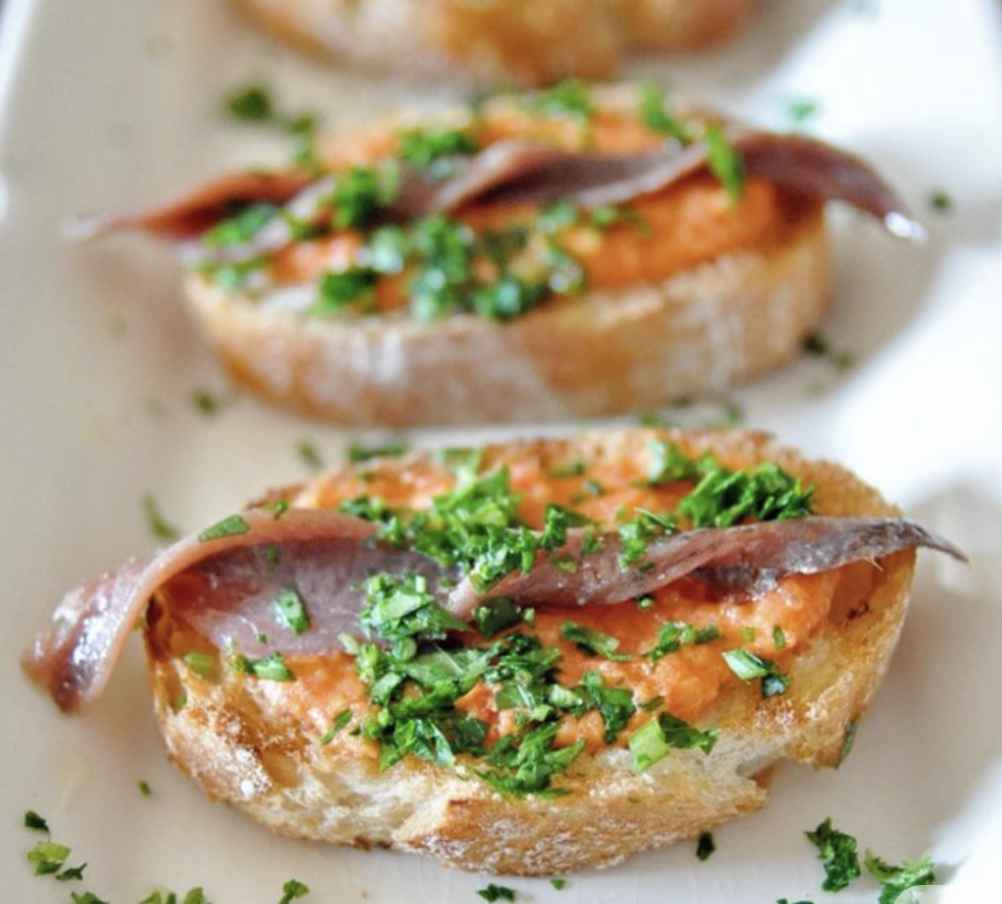 tomato toast with anchovy