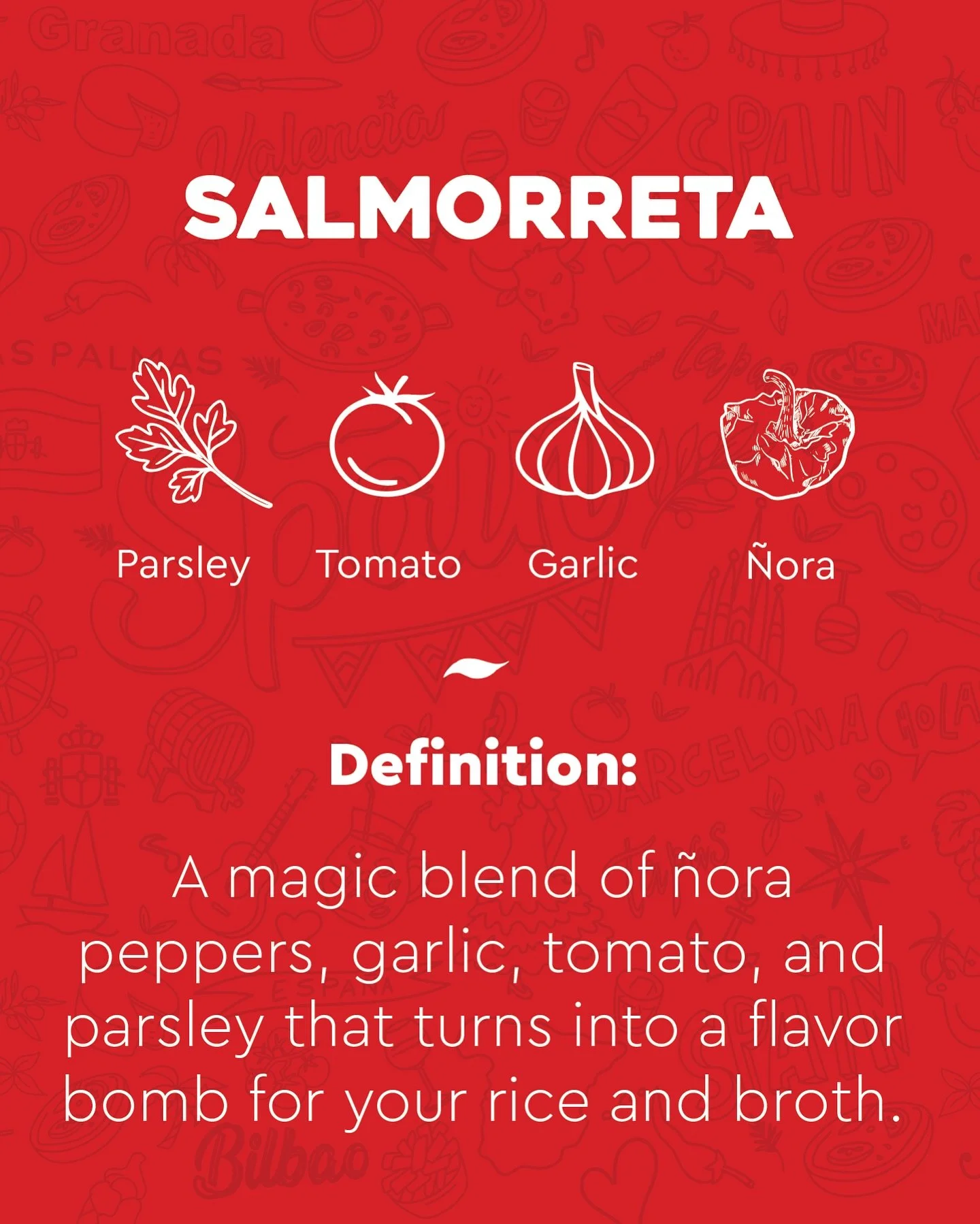One of the secrets to our paella’s flavors is called salmorreta.
A simple blend of ñora peppers, garlic, parsley, and tomato — but trust us, it’s pure flavor power. 🇪🇸🔥
We make it fresh, because great paella starts with a