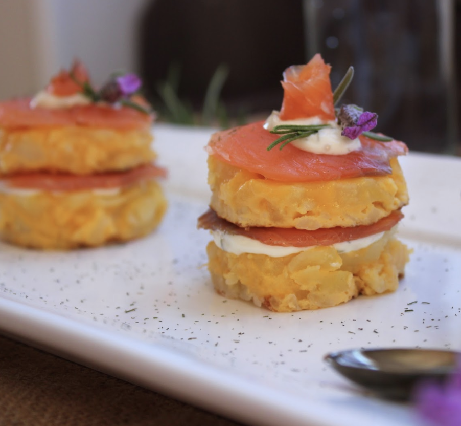 tortilla española with smoked salmon