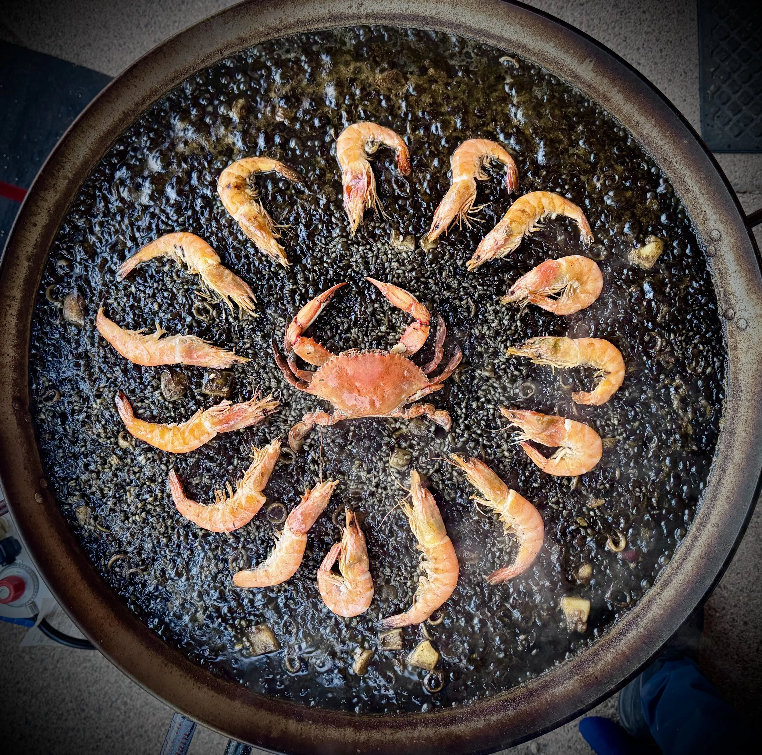Squid ink Calamary and Shrimp Paella