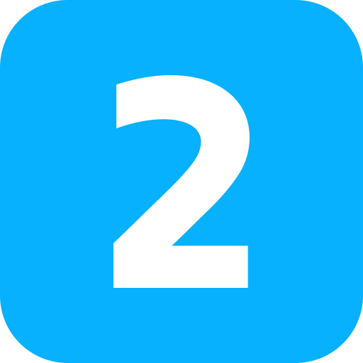 Blue background with a large black number 2 in the center.