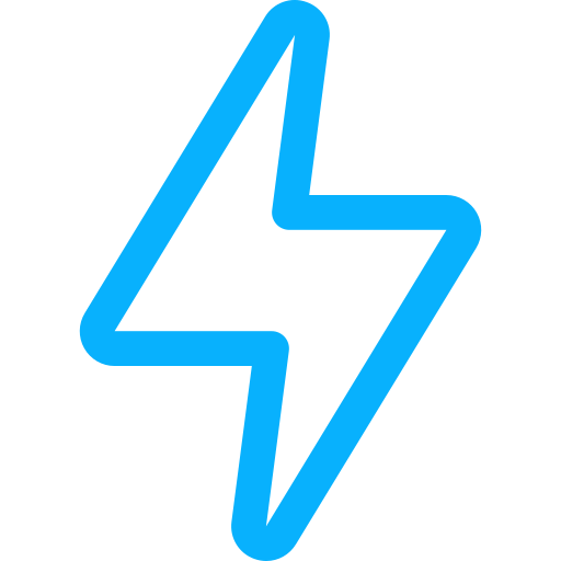 A blue lightning bolt icon on a black background.