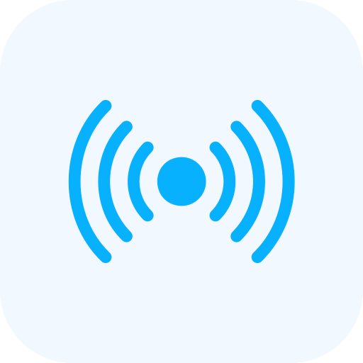 Icon representing wireless signal or Wi-Fi connectivity.