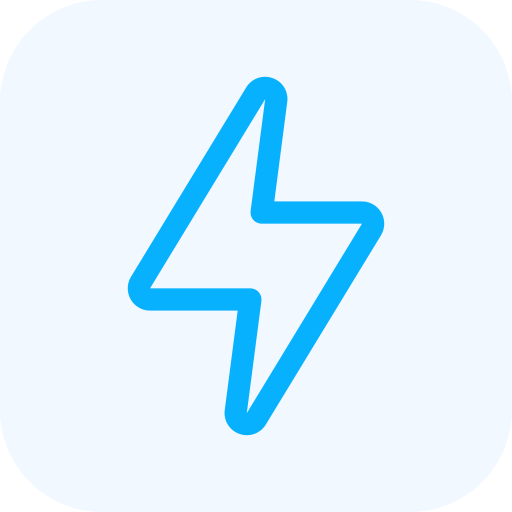 Blue lightning bolt icon on a light background.