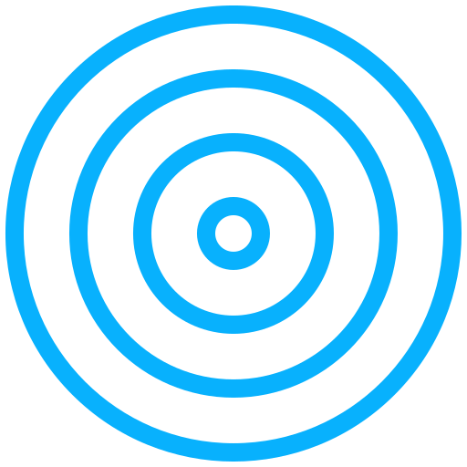 Blue target with concentric circles on a black background.