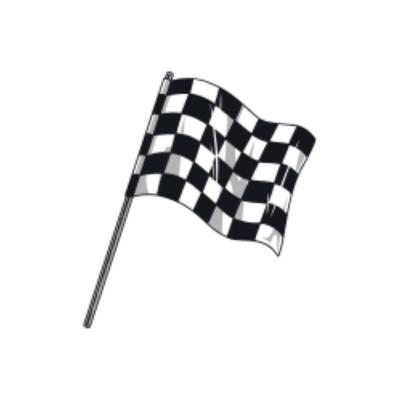 Checkered racing flag waving.