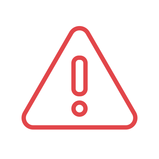 Red warning triangle with an exclamation mark inside.