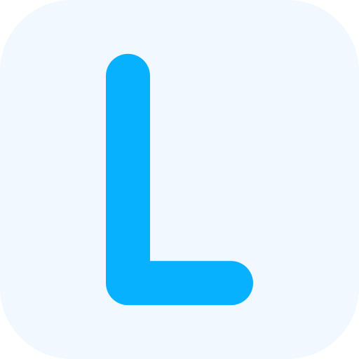 Blue letter L icon on a rounded light gray background.