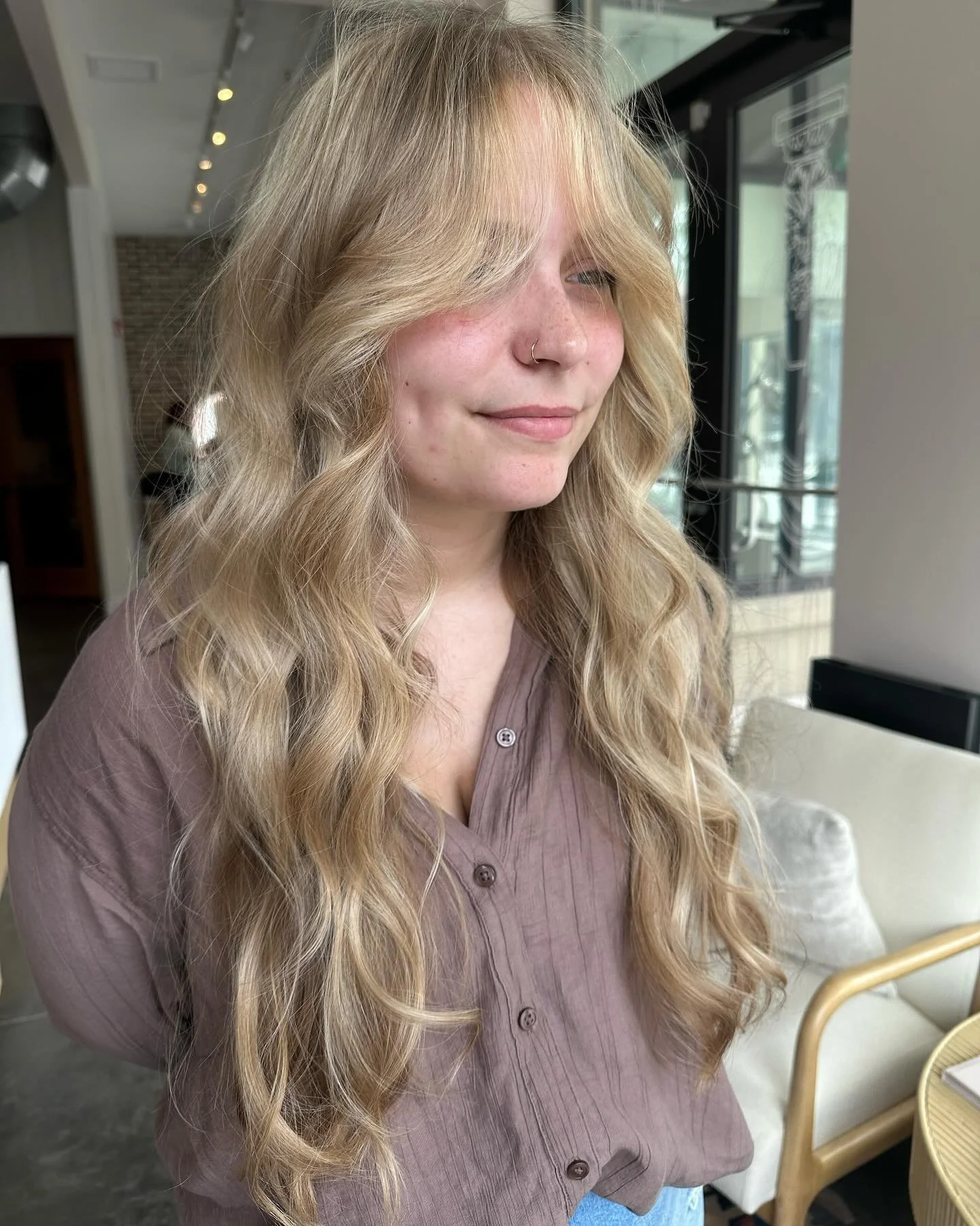 traditional hand painted balayage &amp; lots of face framing 🎀