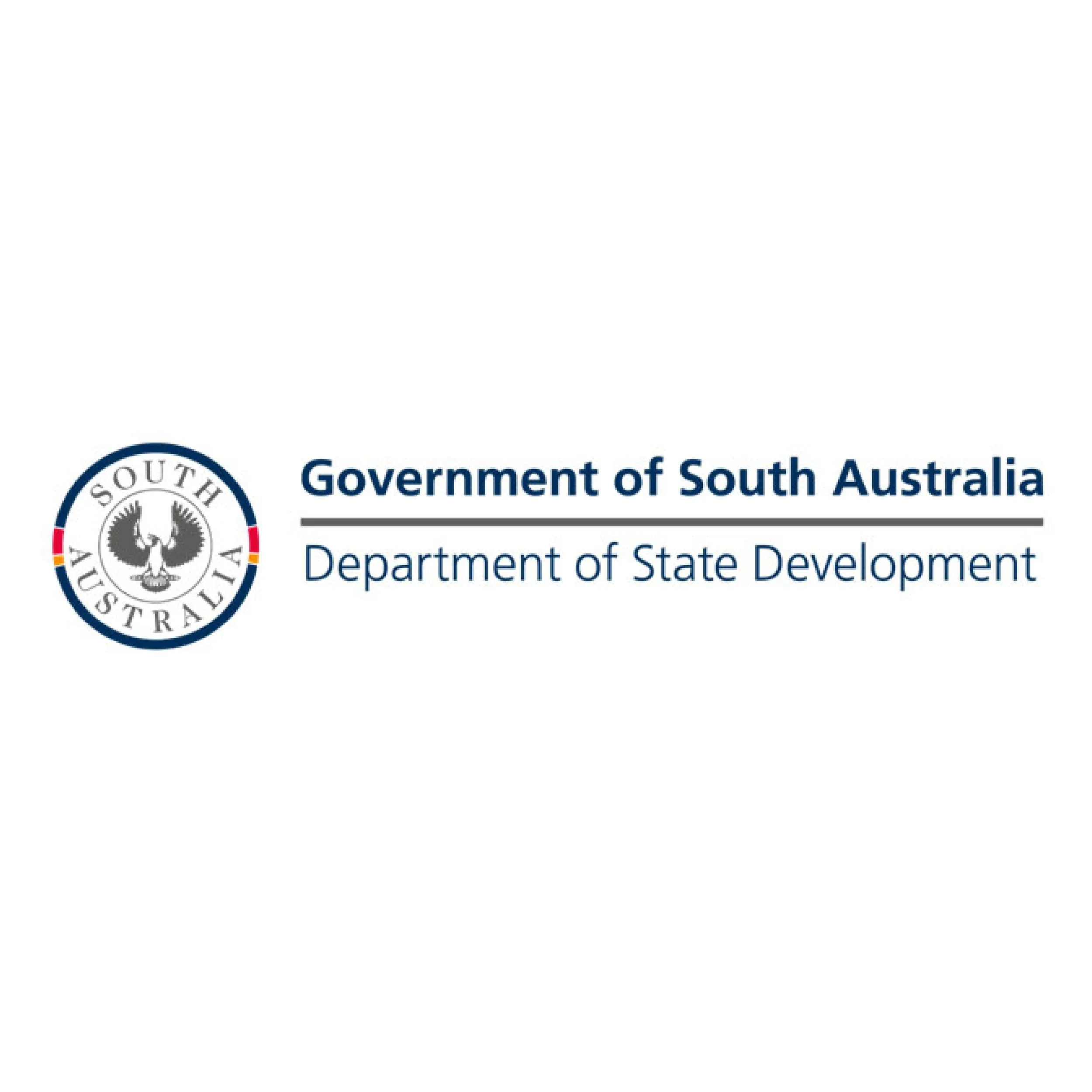 Logo of the Government of South Australia, Department of State Development, featuring an emblem with a black eagle and red, yellow, and navy blue accents.