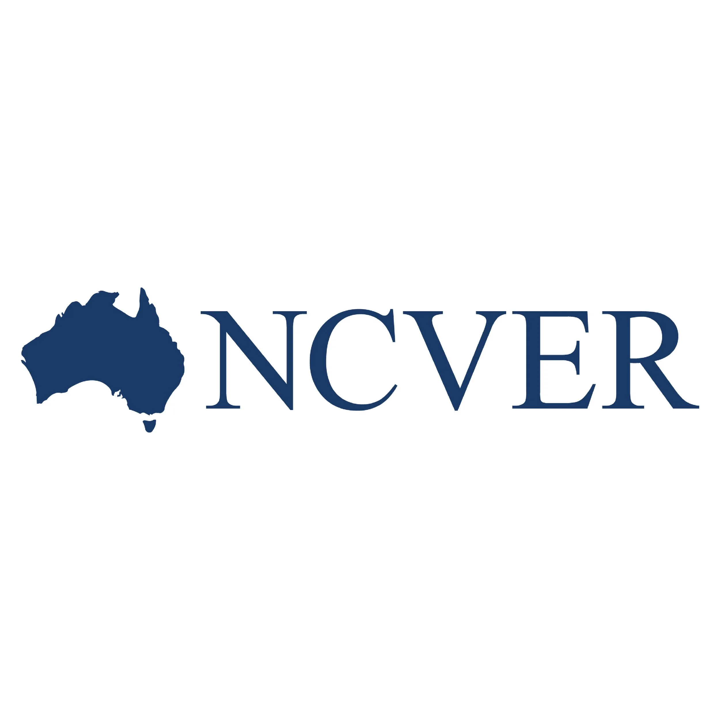 Logo featuring a navy blue silhouette of the state of Australia followed by the word NCVER in capital letters.