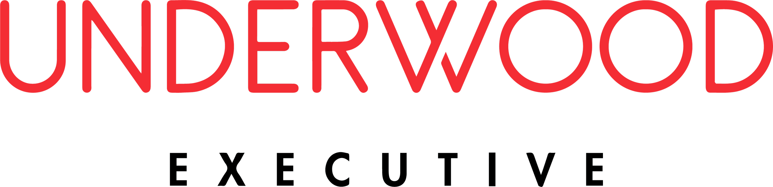 Logo with the word UNDERWOOD in large red letters, and the words THE EXECUTIVE in small black letters below it.