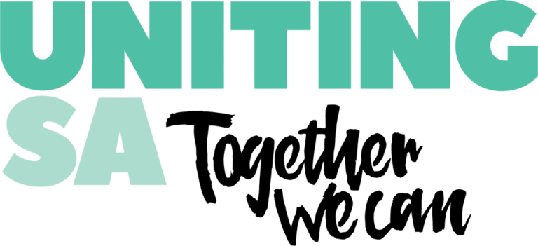 Text graphic with the words 'Uniting SA for a Better Future' in bold, teal and black letters.