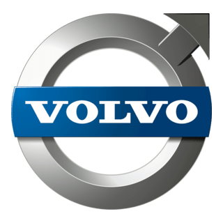 Volvo logo with a circular arrow around it and an upward arrow at the end.
