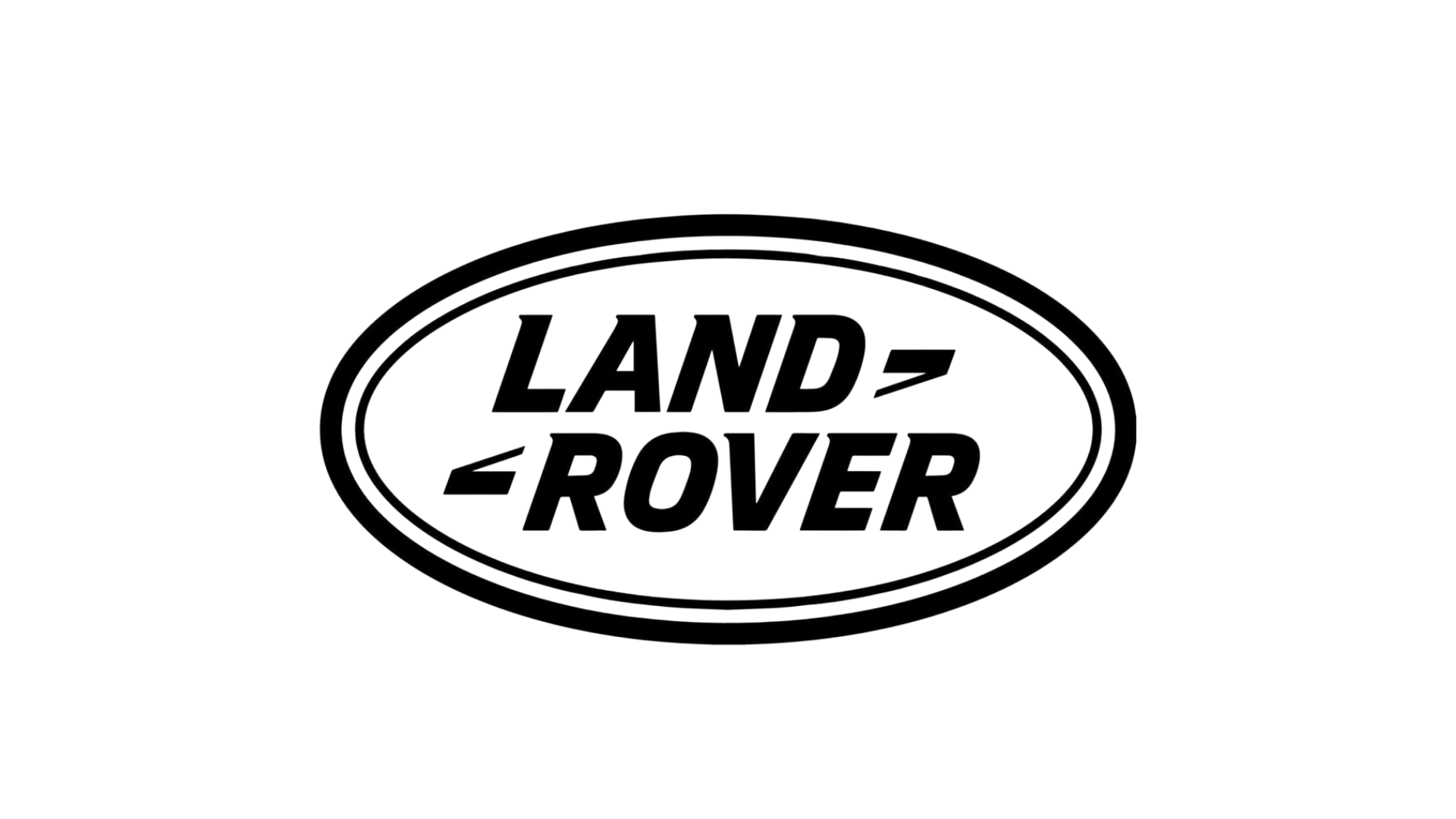 Land Rover logo with black text inside an oval outline on a white background.