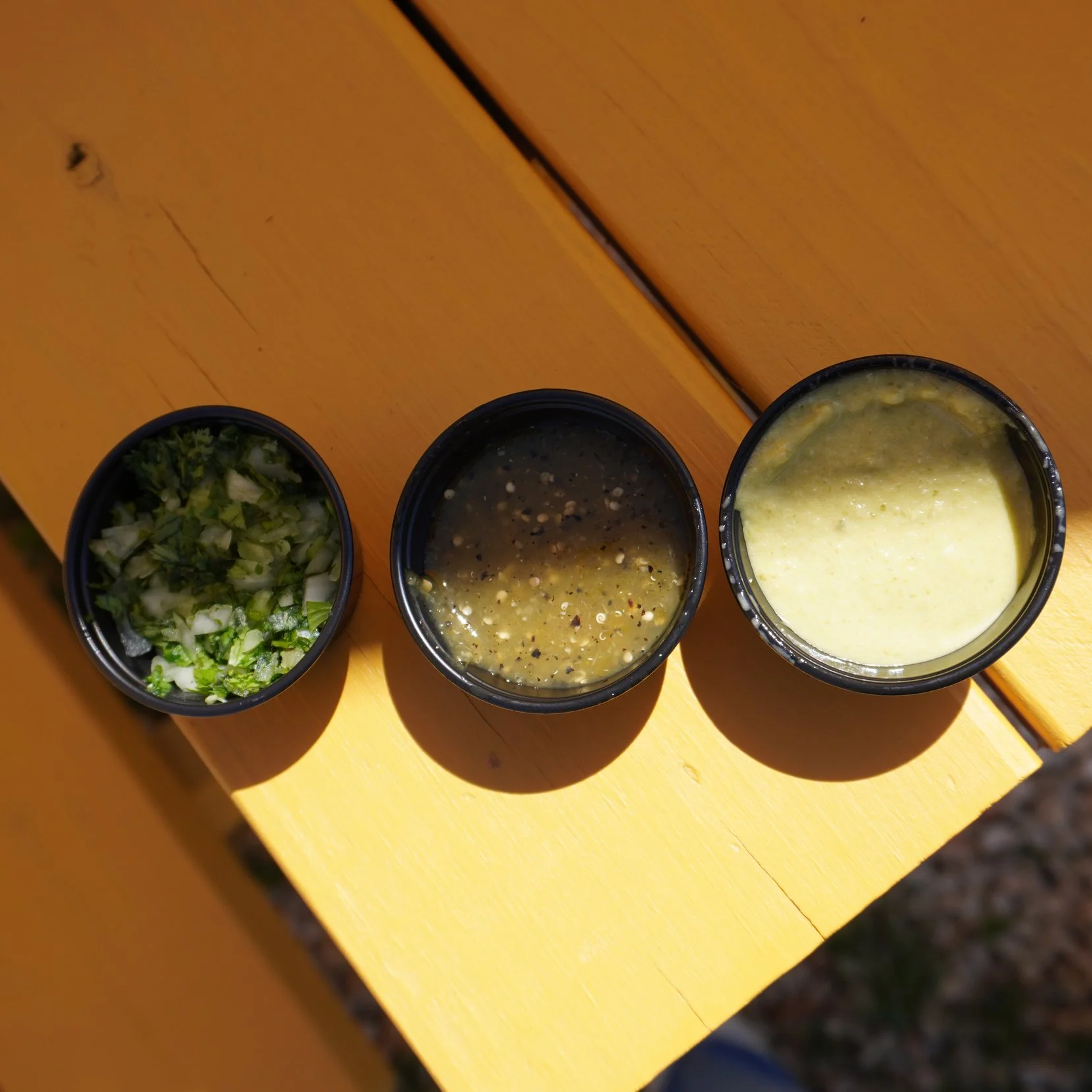 Onion and Cilantro, Green Sauce and Jalapeño Sauce